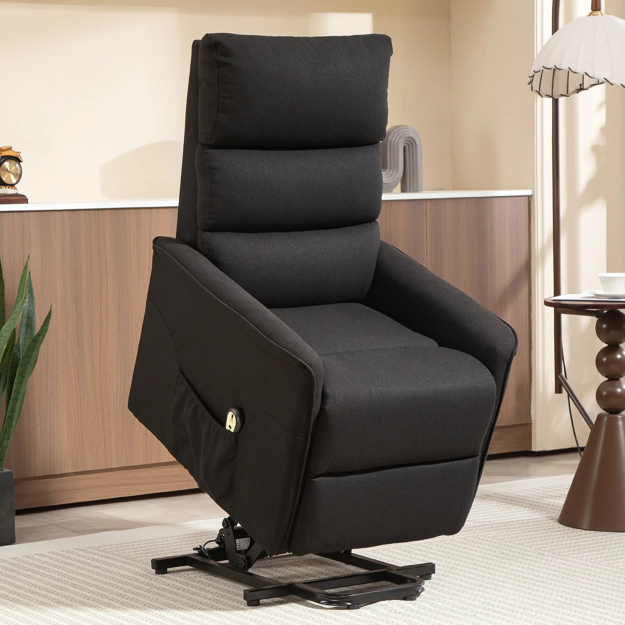 Power Lift Chair Recliner, Remote Control, Side Pockets, Black Sofas & Reclining Chairs at Gallery Canada