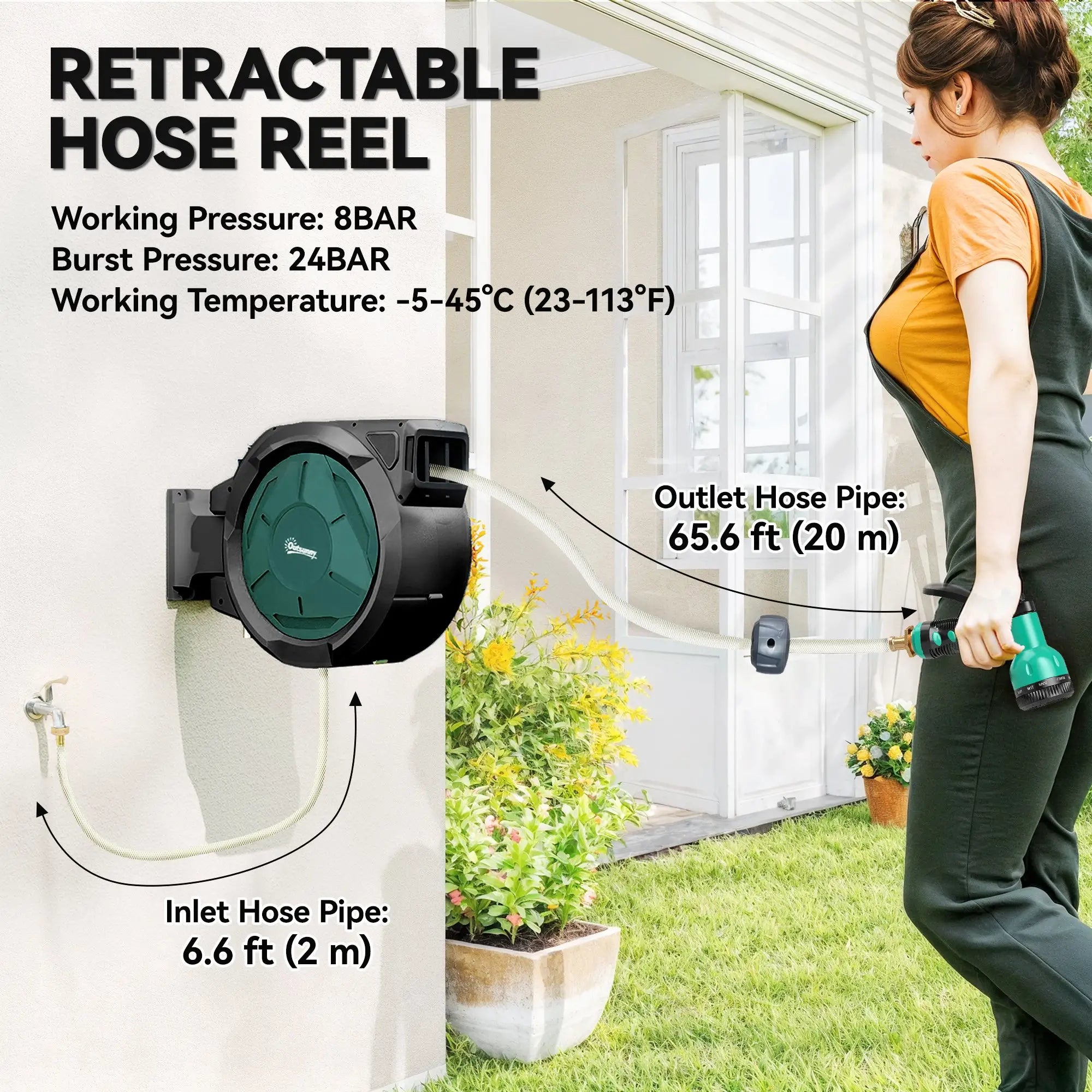 1/2 in x 65ft Wall Mounted Garden Hose Reel, Auto Rewind, Blue Garden Accessories at Gallery Canada