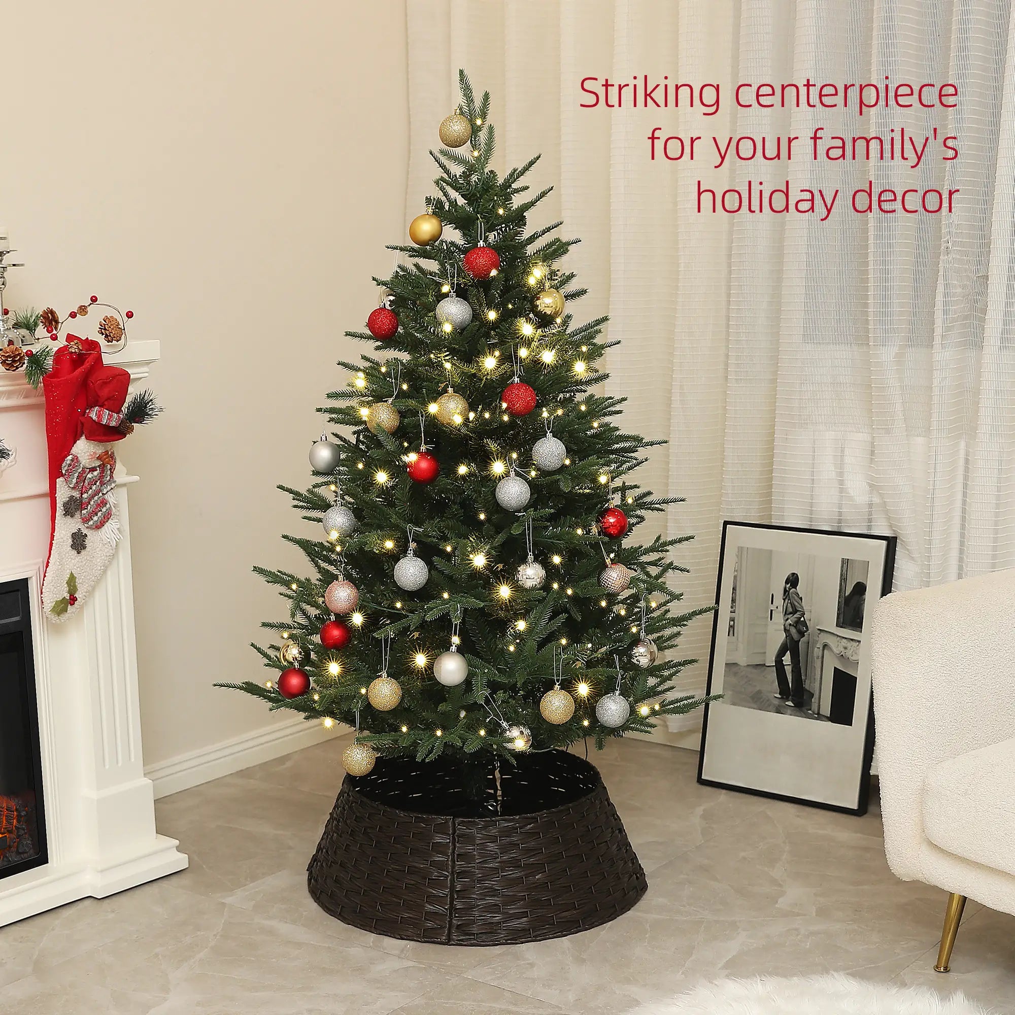 5ft Prelit Artificial Christmas Tree, Steel Base, Warm White LED Pre Lit Christmas Trees at Gallery Canada