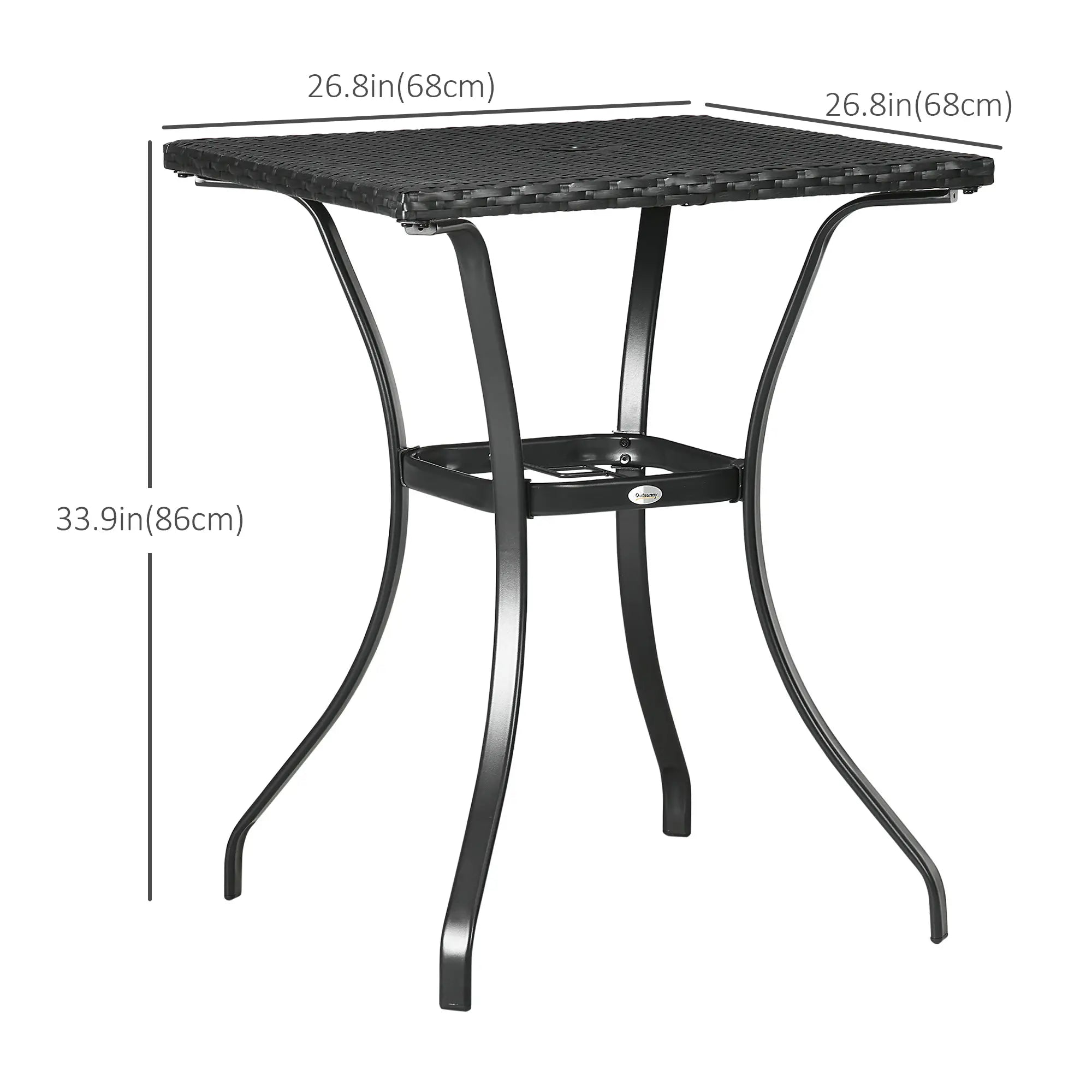 34 Inch Outdoor Wicker Dining Table, PE Rattan Coffee Table, Black Patio Side Tables at Gallery Canada