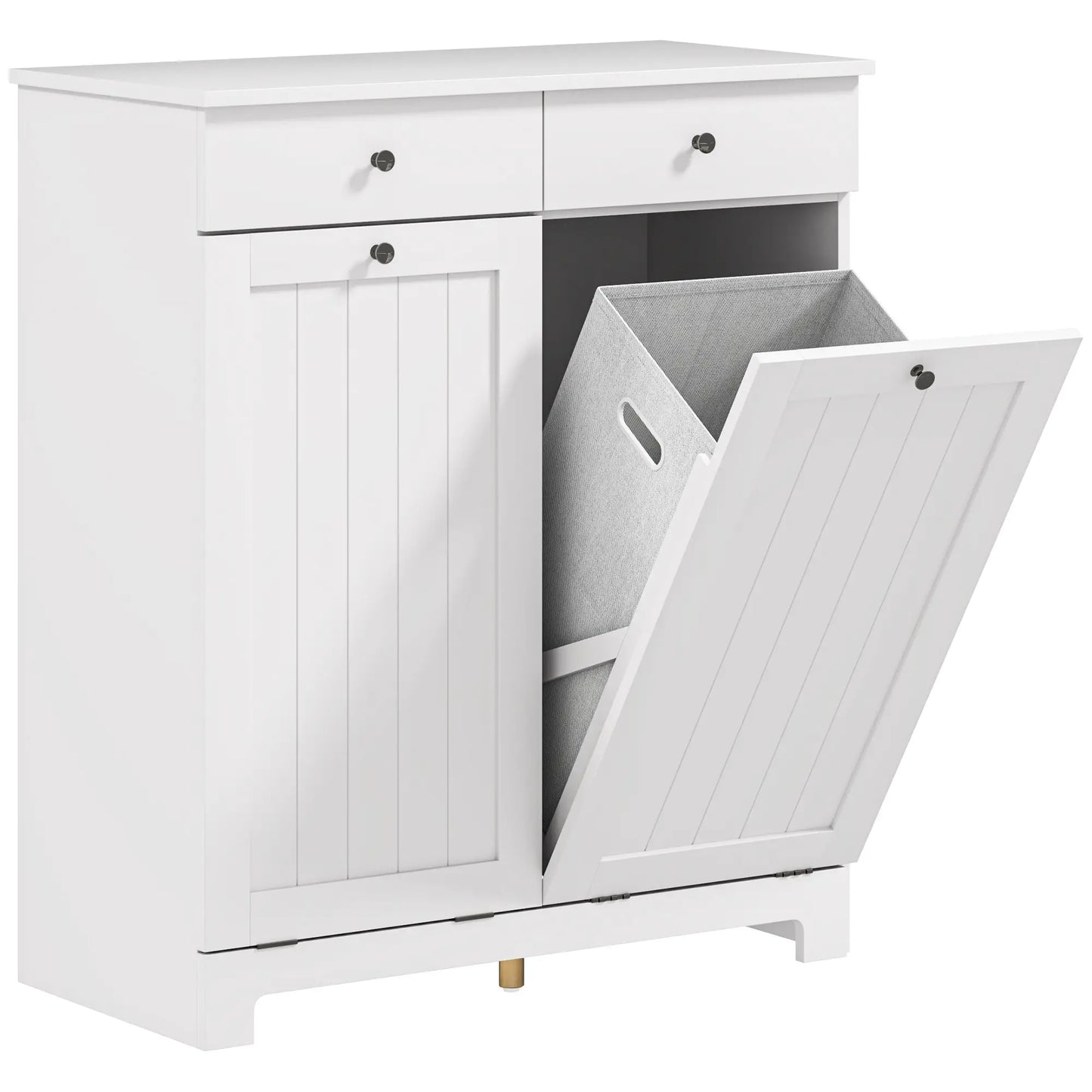 Laundry Cabinet, Tilt Out Hamper with 2 Baskets, 2 Drawers, White Bathroom Cabinets at Gallery Canada