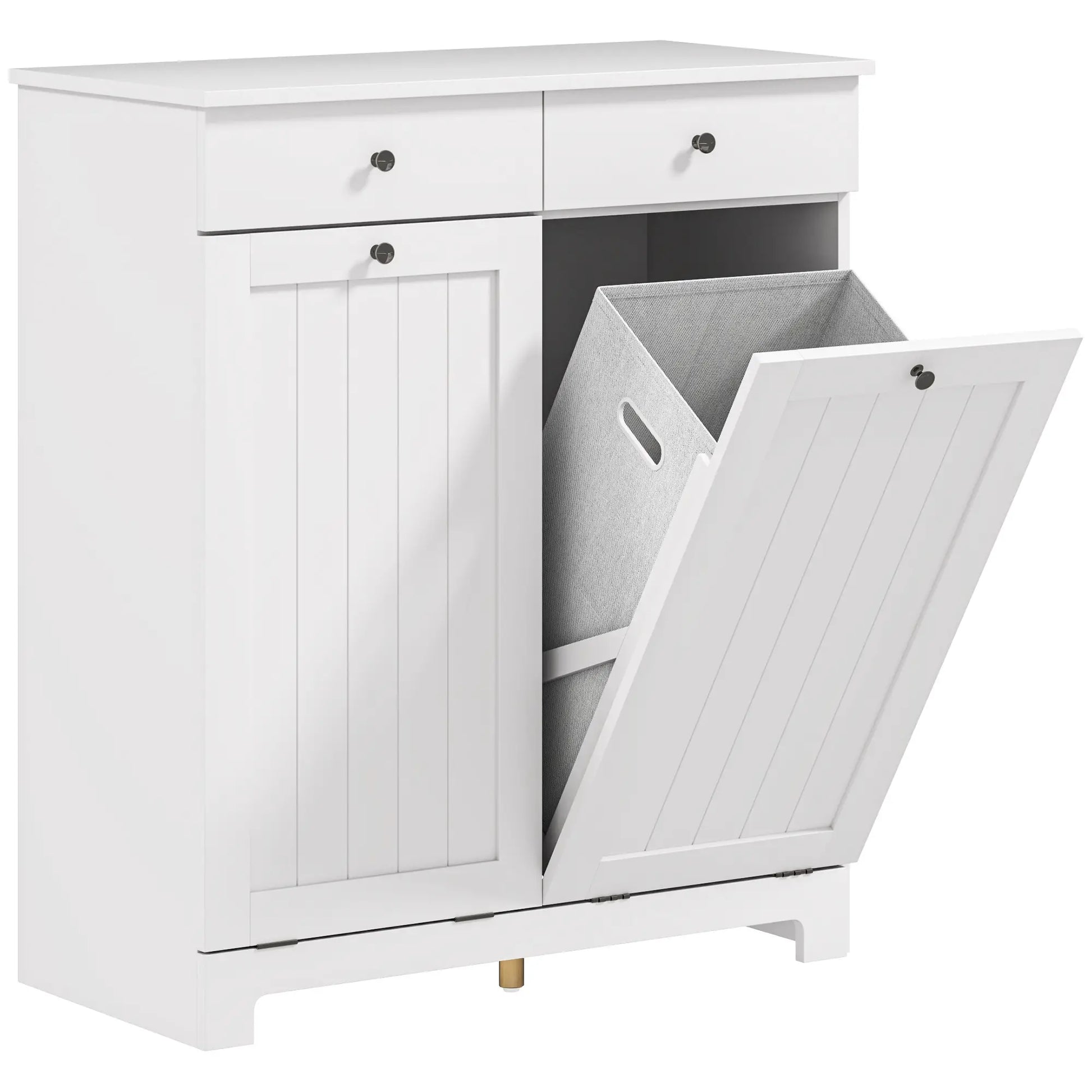 Laundry Cabinet, Tilt Out Hamper with 2 Baskets, 2 Drawers, White Bathroom Cabinets at Gallery Canada