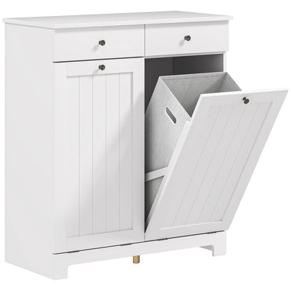 Laundry Cabinet, Tilt Out Hamper with 2 Baskets, 2 Drawers, White Bathroom Cabinets at Gallery Canada