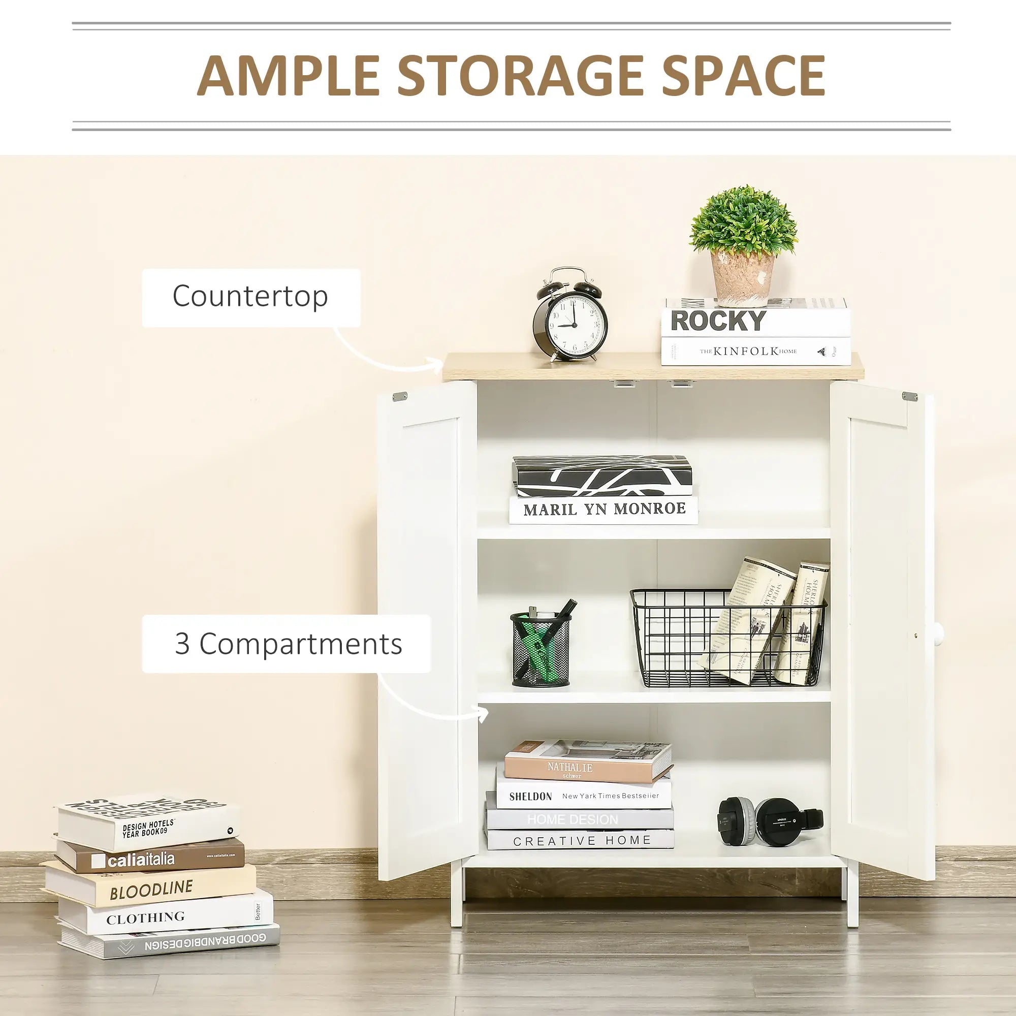 Storage Cabinet with Doors, 2 Adjustable Shelves, Living Room, Bathroom Storage Cabinets at Gallery Canada