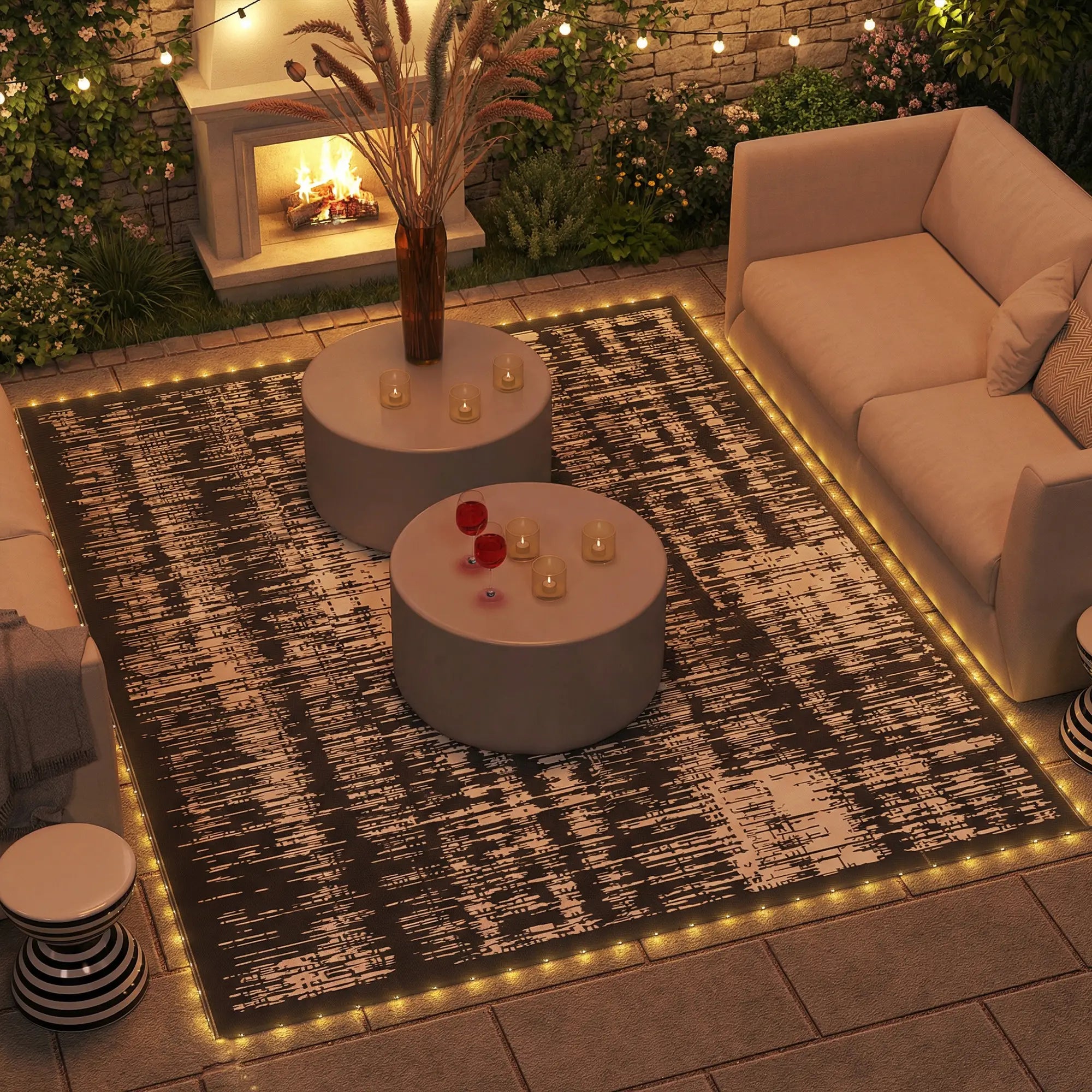 Waterproof Outdoor Camping Rug With LED Lights, 12' x 9' Outdoor Reversible Rugs at Gallery Canada
