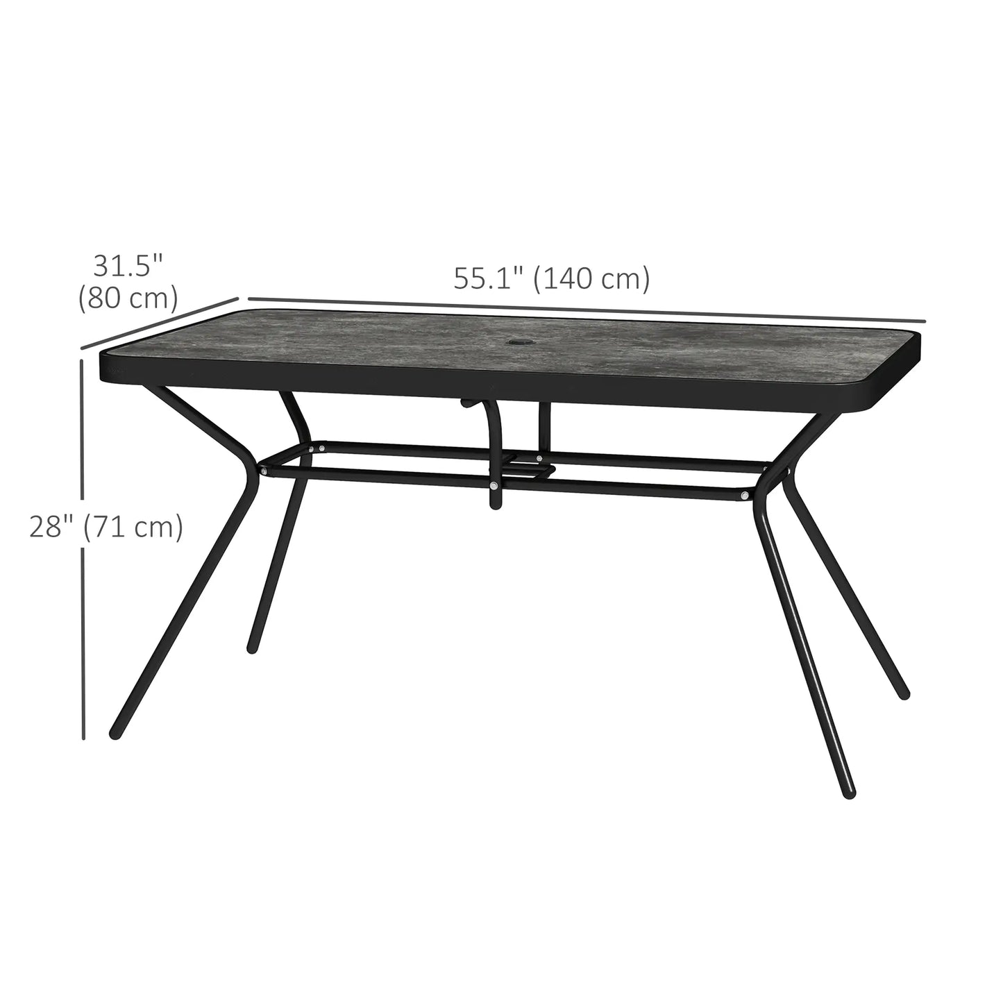 Rectangle Outdoor Dining Table for 6, 1.7" Umbrella Hole, 55" x 31.5" x 28" Patio Dinning Tables at Gallery Canada