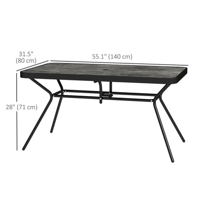 Rectangle Outdoor Dining Table for 6, 1.7" Umbrella Hole, 55" x 31.5" x 28" Patio Dinning Tables at Gallery Canada
