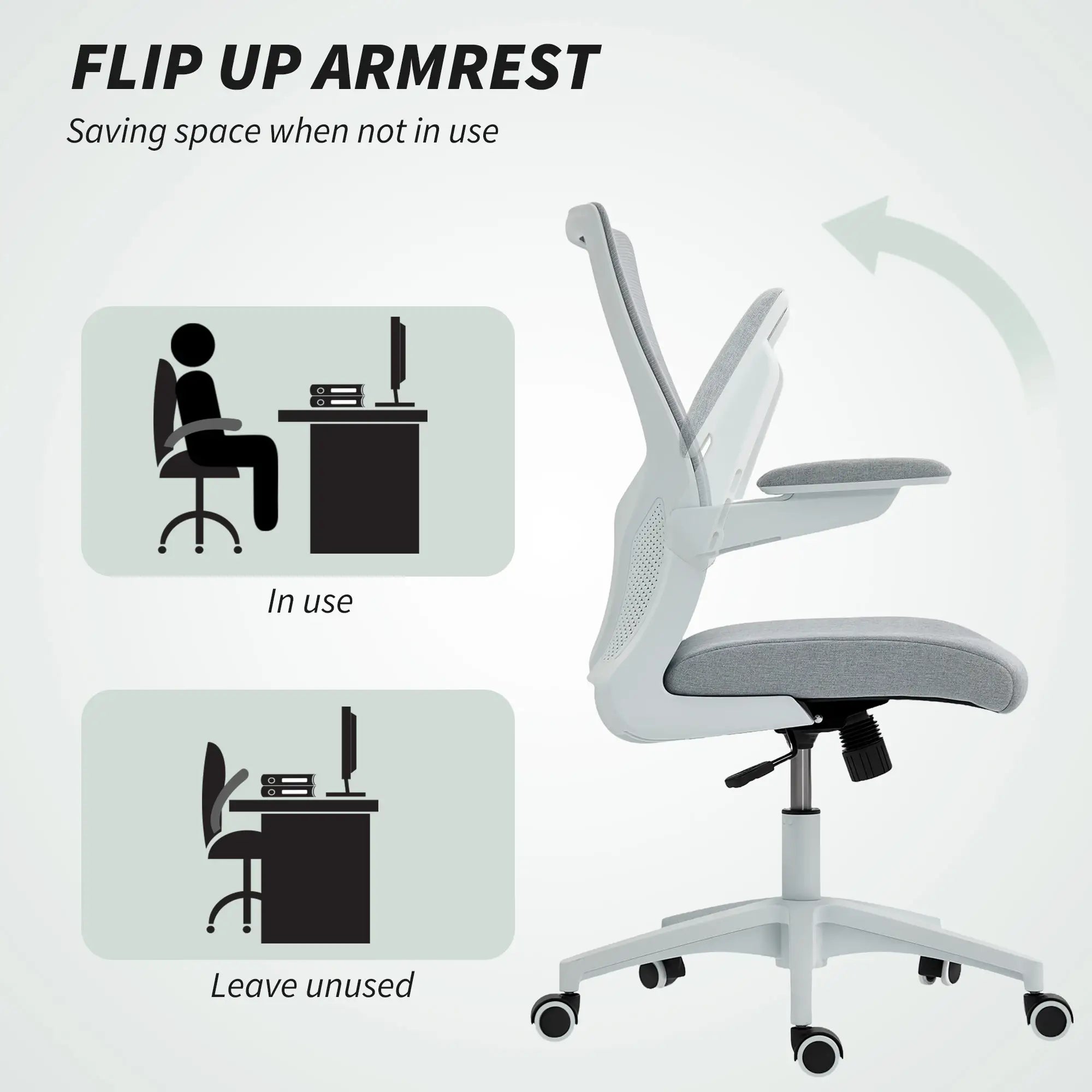Ergonomic Office Chair, Adjustable Lumbar Support, Flip-Up Armrests, Grey Task Chairs at Gallery Canada