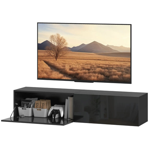 Floating TV Stand, Storage Cupboards for 45, 55, 65in TVs, Black