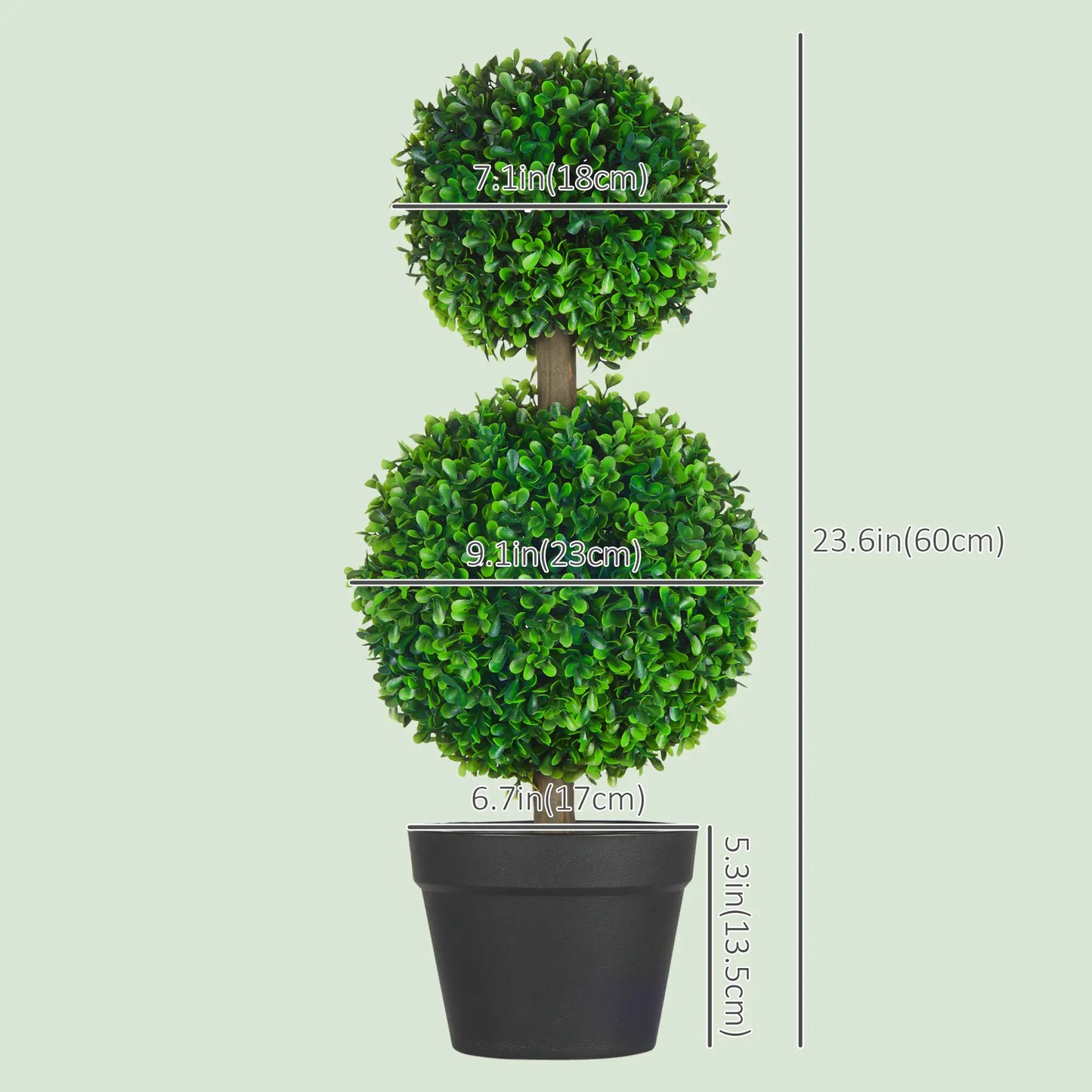Artificial Boxwood Topiary Tree Set Of 2, Faux Plant In Pot, Green Artificial Trees at Gallery Canada