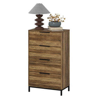 4 Drawer Dresser Tower, Chest for Bedroom, Hallway, Natural Storage Cabinets Natural Wood Tone at Gallery Canada