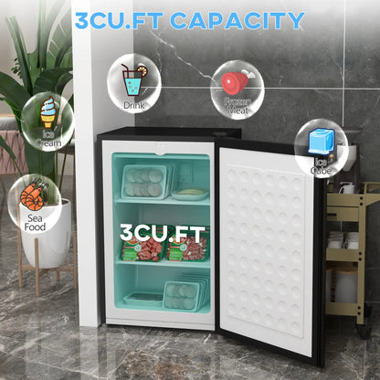 3 Cu.Ft Upright Freezer, Reversible Door, Adjustable Thermostat, Black Small Kitchen Appliances at Gallery Canada