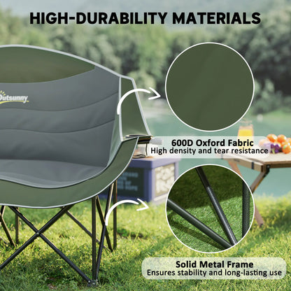 Portable Camp Chair, Double With Cup Holders, Carry Bag, 551 lbs, Dark Green Picnic Tables & Camping Chairs at Gallery Canada