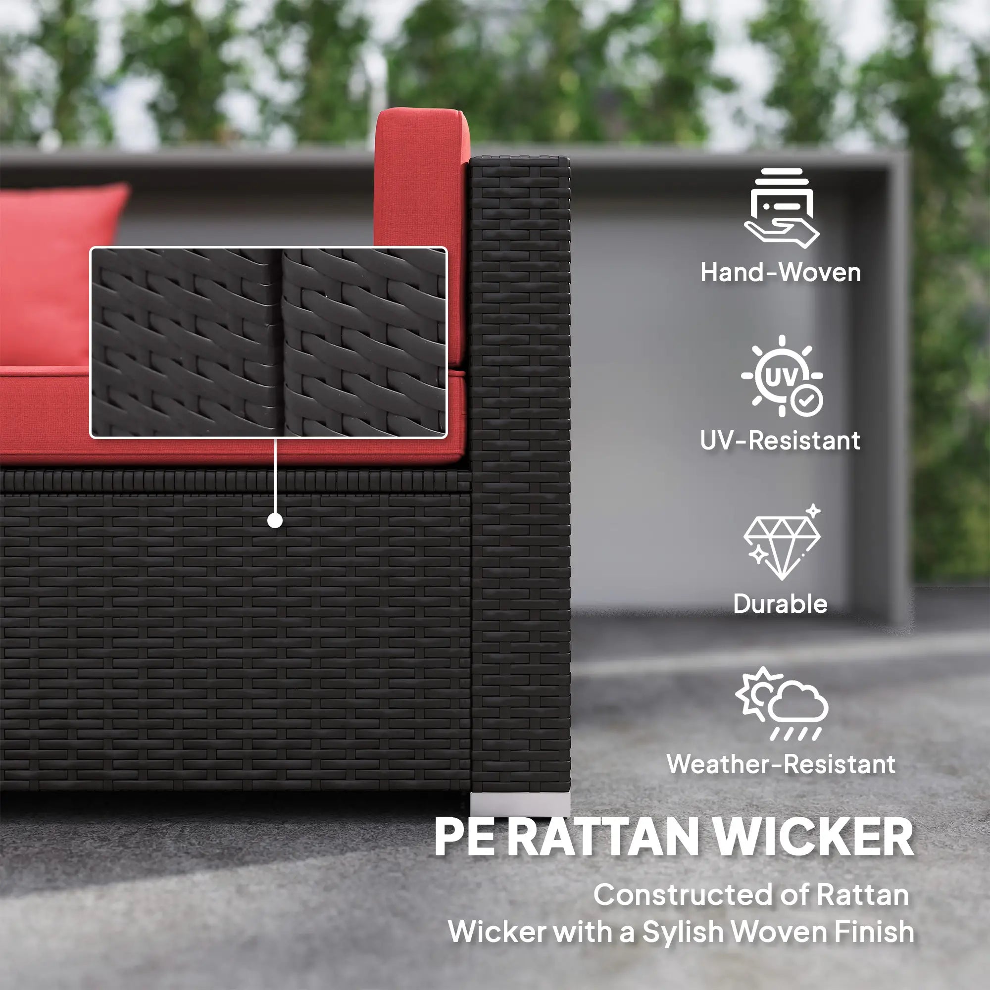 7-Piece Garden Wicker Sectional Set, Patio Sofa, Wine Red Patio Furniture Sets at Gallery Canada