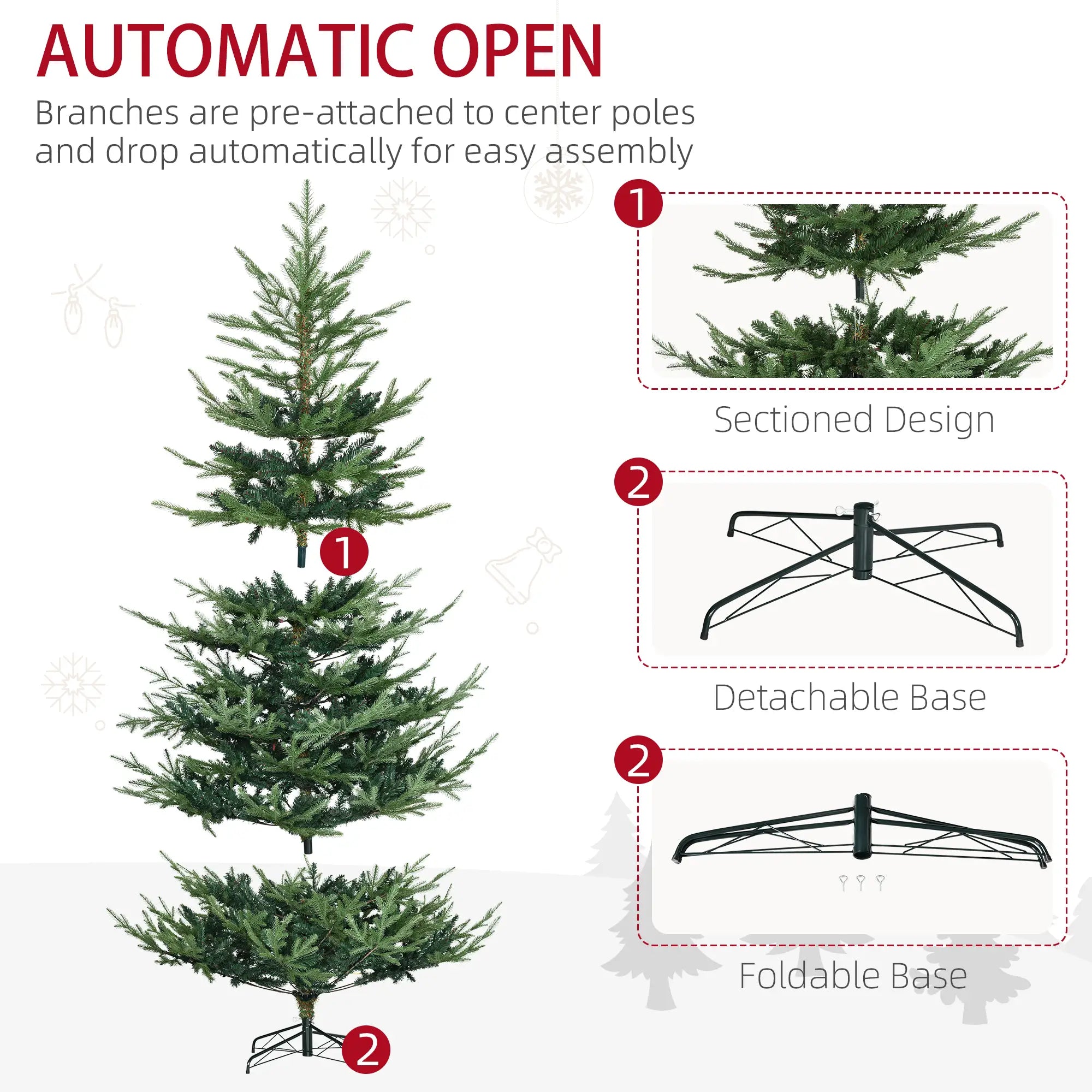 7.5ft Artificial Christmas Tree, Metal Base Artificial Christmas Trees at Gallery Canada