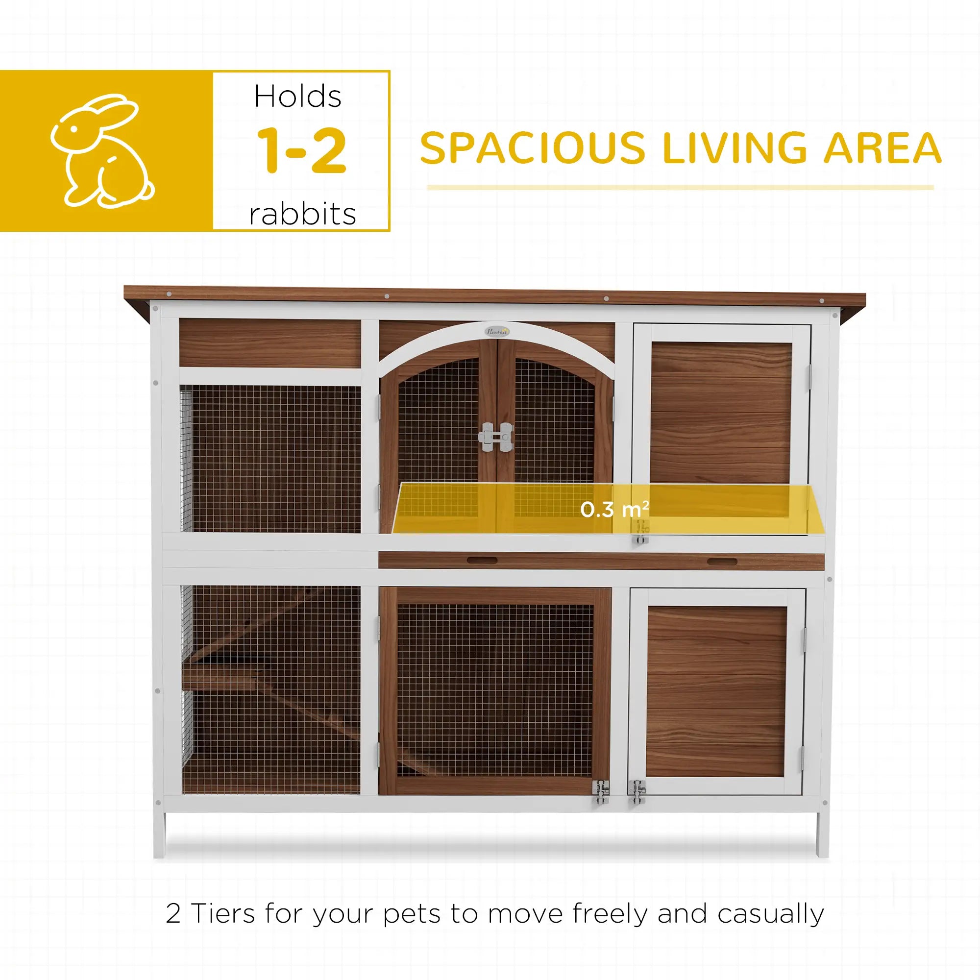 Two-Tier Wooden Rabbit Hutch, Openable Roof, Slide-Out Tray Rabbit Hutch at Gallery Canada