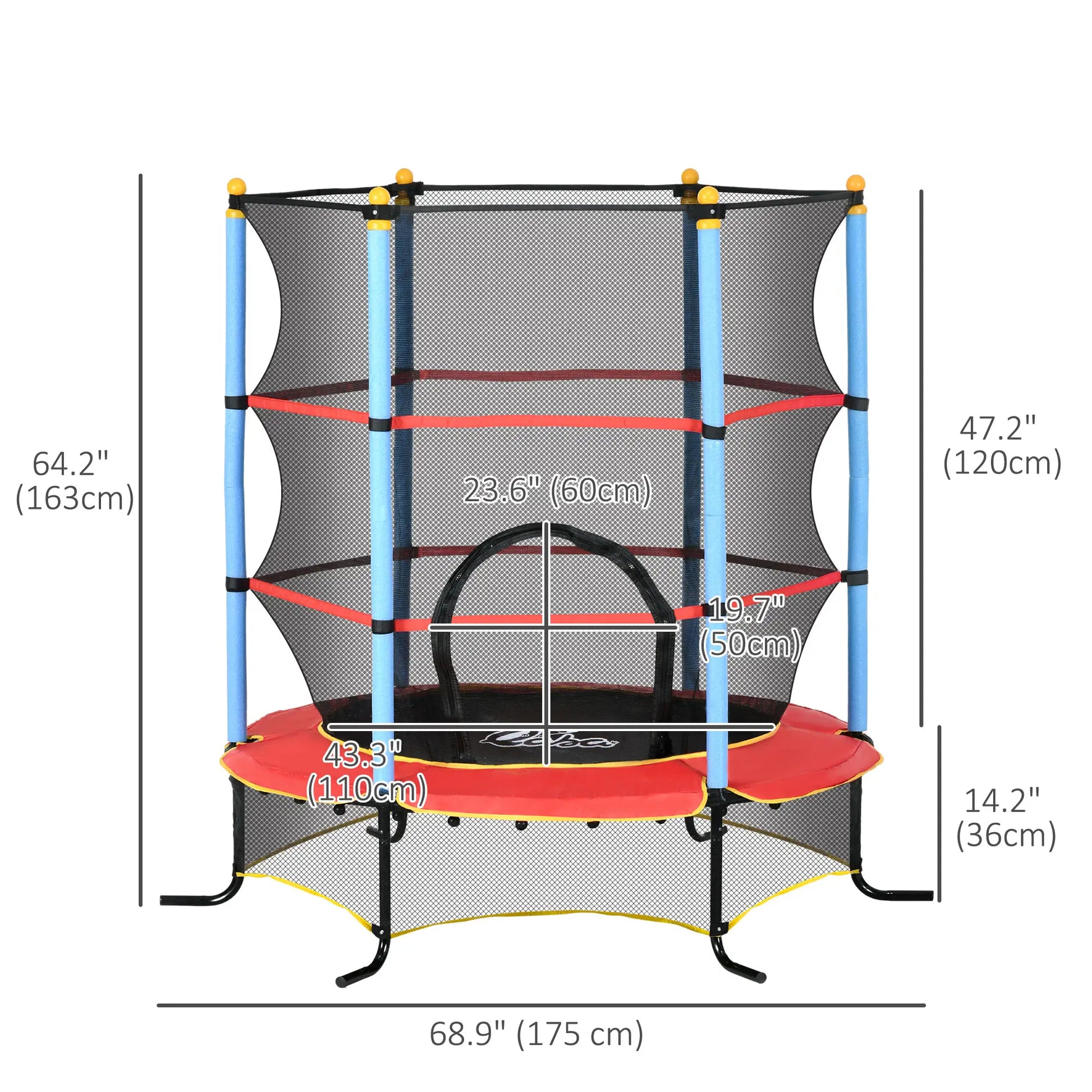 Kids Trampoline with Safety Net, Pad, Indoor Outdoor, Age 3-10, Multi-Coloured Trampolines at Gallery Canada