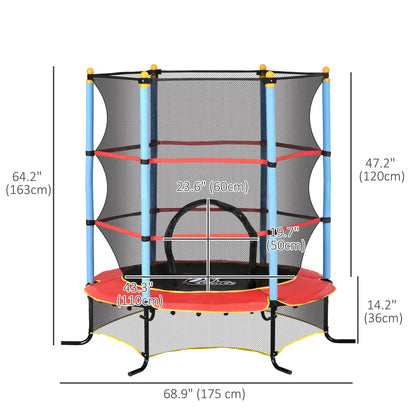 Kids Trampoline with Safety Net, Pad, Indoor Outdoor, Age 3-10, Multi-Coloured Trampolines at Gallery Canada