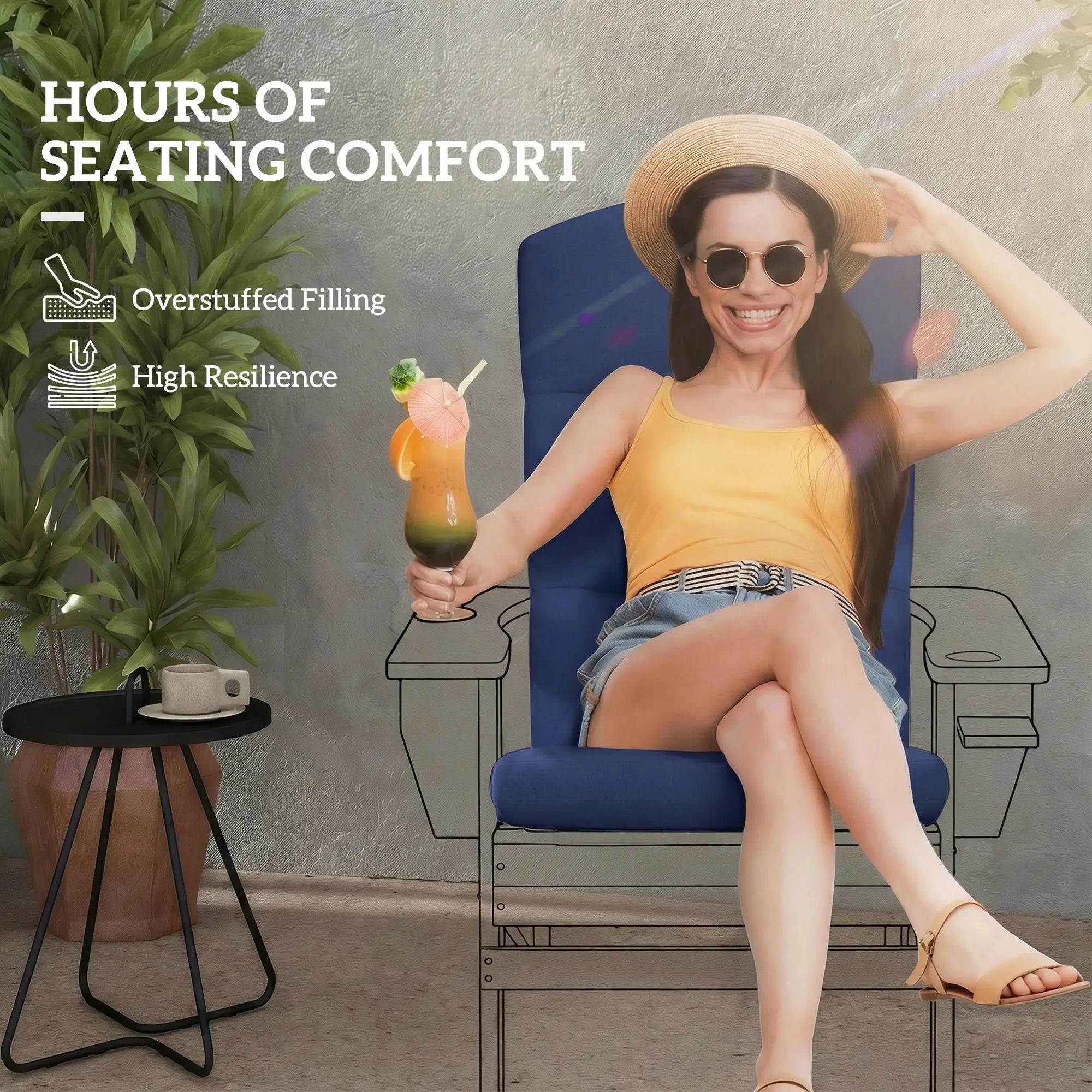 Patio Chair Cushion For Adirondack Chairs, Navy Blue Patio Chair Cushions at Gallery Canada