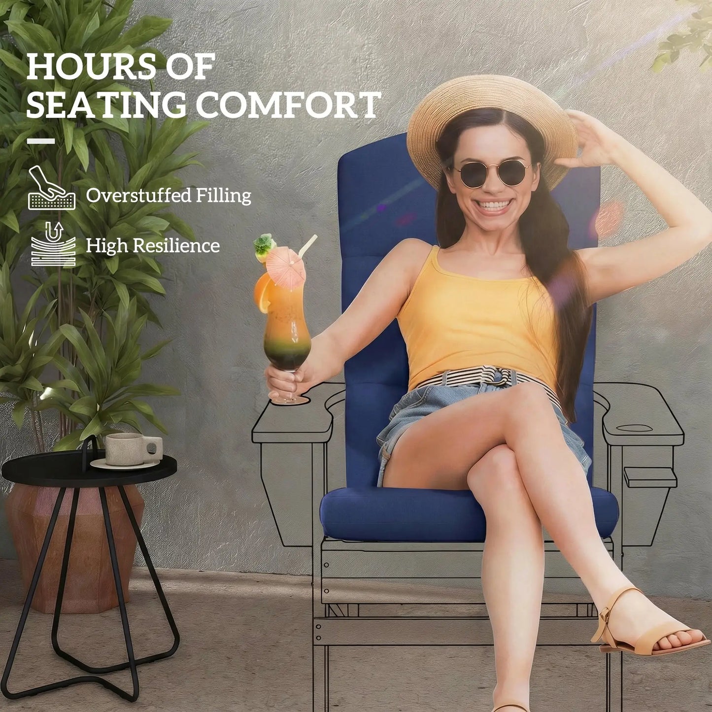Patio Chair Cushion For Adirondack Chairs, Navy Blue Patio Chair Cushions at Gallery Canada