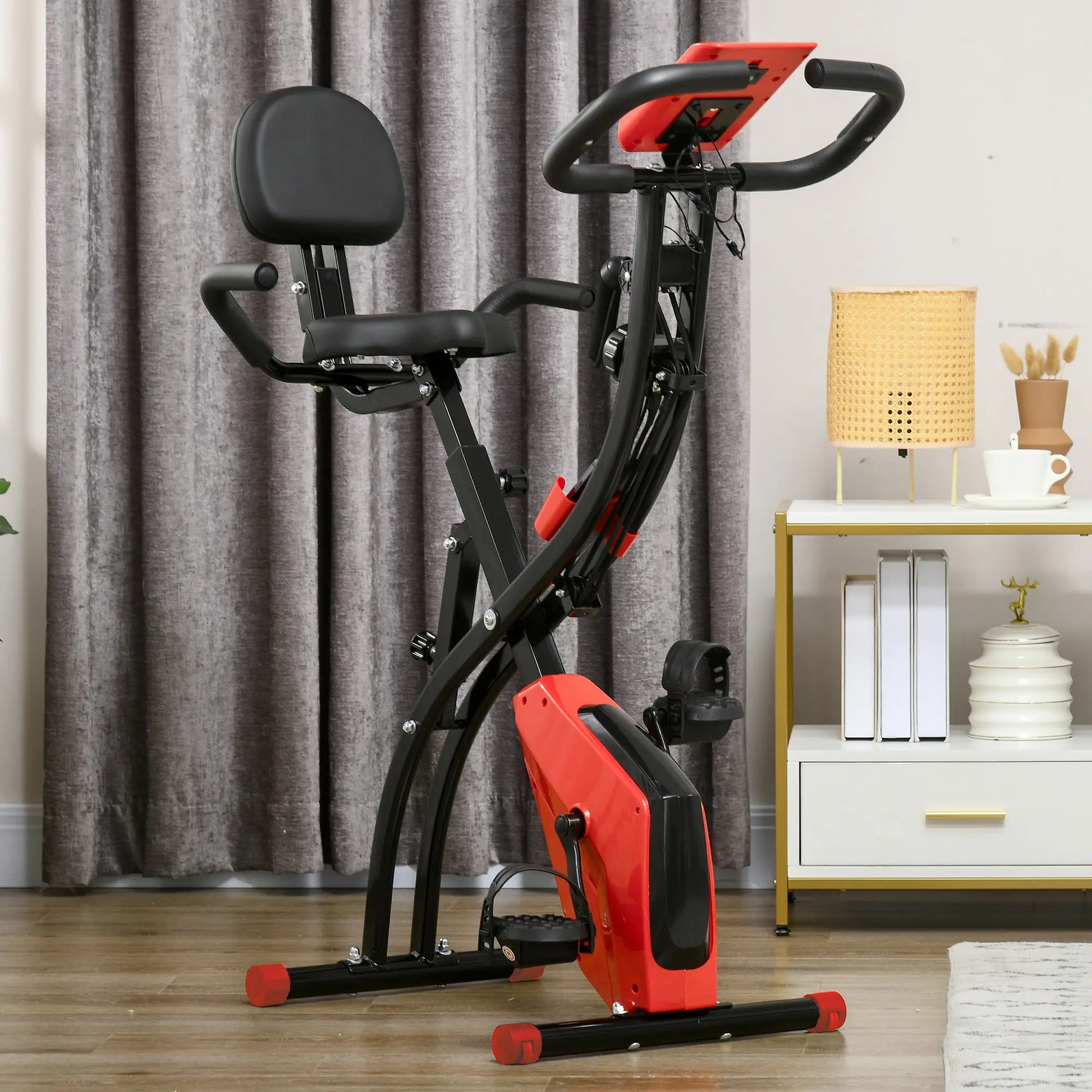 3 in 1 Folding Exercise Bike, 8-Level Magnetic Resistance, Adjustable Seat, Red Exercise & Stationary Bikes at Gallery Canada