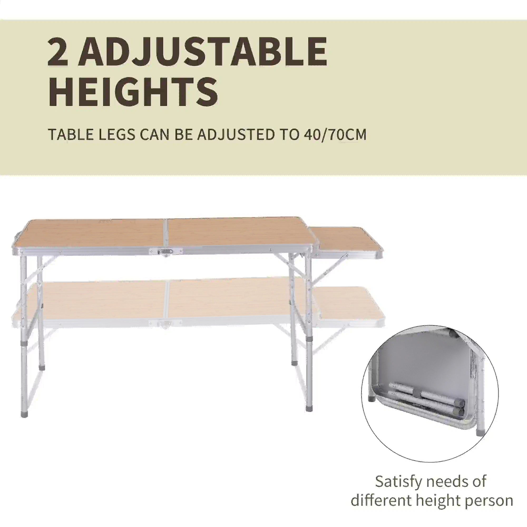 4ft Outdoor Aluminum Folding Table, Adjustable Height, Lightweight, Portable Picnic Tables & Camping Chairs at Gallery Canada