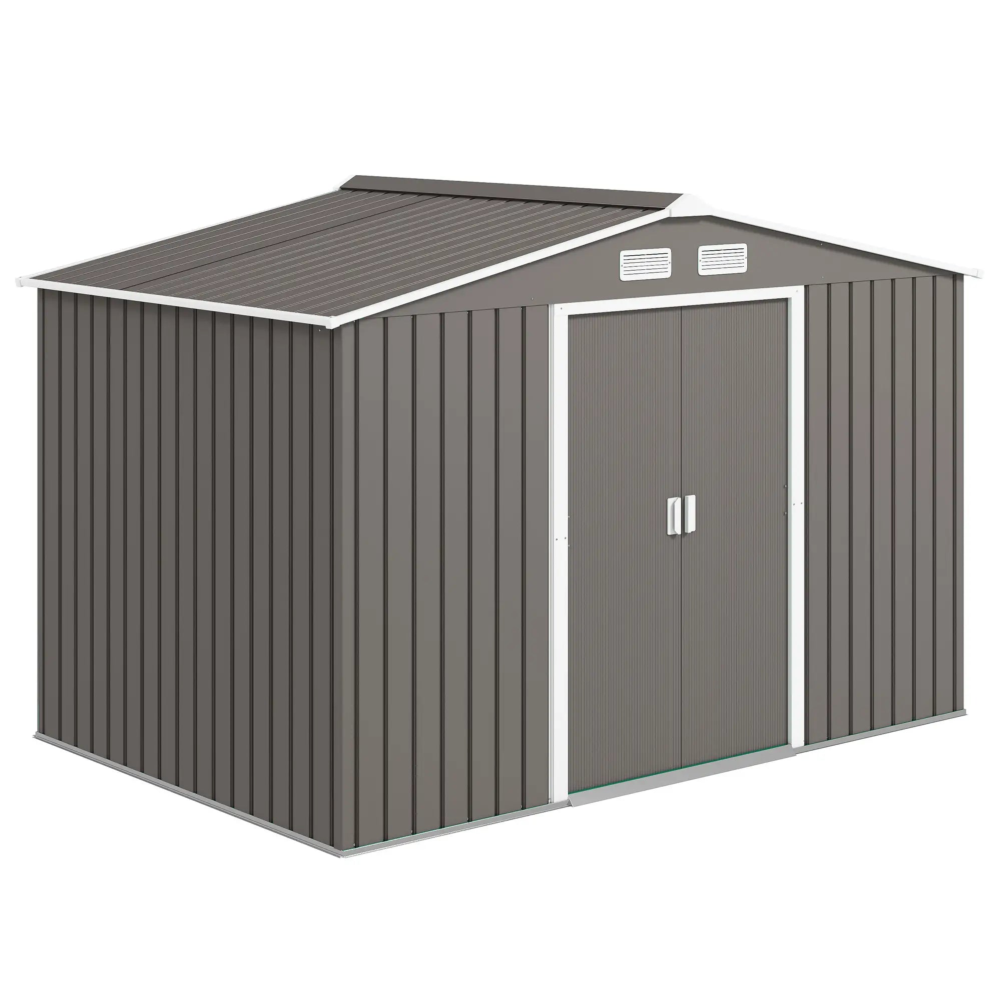 9x6 Galvanized Steel Garden Shed, Double Doors, Foundation Kit, Grey Sheds Grey at Gallery Canada