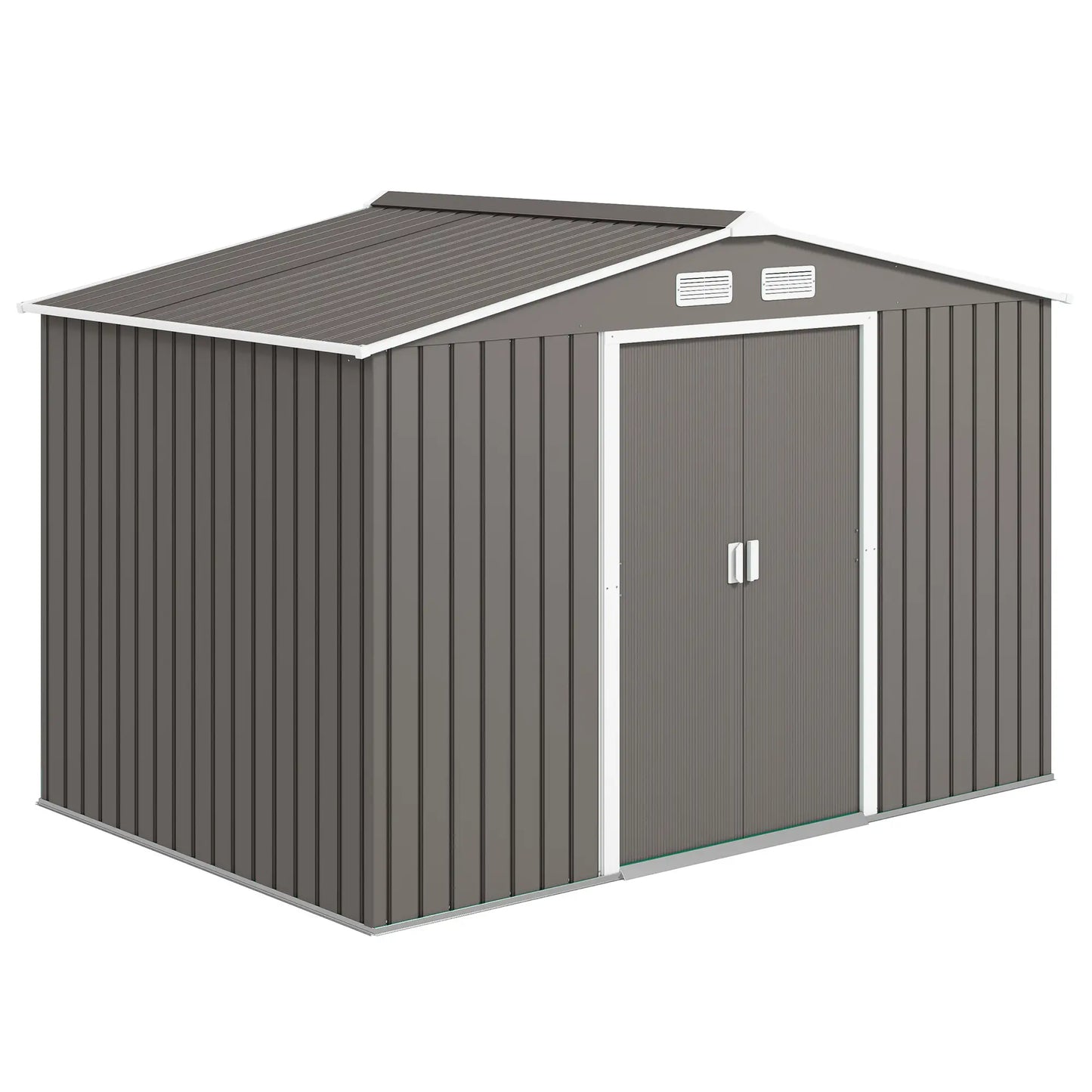 9x6 Galvanized Steel Garden Shed, Double Doors, Foundation Kit, Grey Sheds Grey at Gallery Canada
