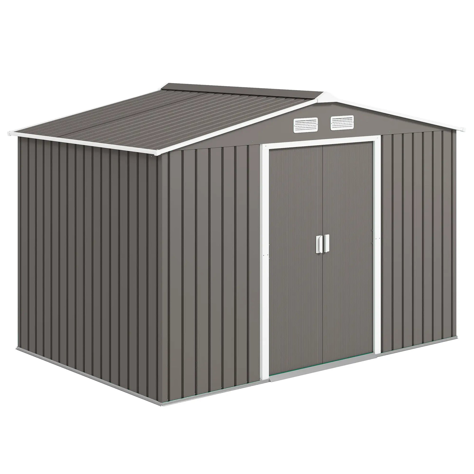 9x6 Galvanized Steel Garden Shed, Double Doors, Foundation Kit, Grey Sheds Grey at Gallery Canada