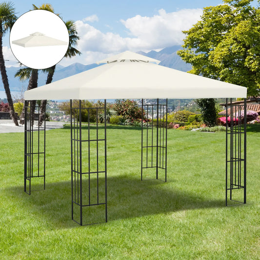 10' x 10' Square 2-Tier Gazebo Canopy, Cream White Gazebo Canopy Replacement Cream at Gallery Canada