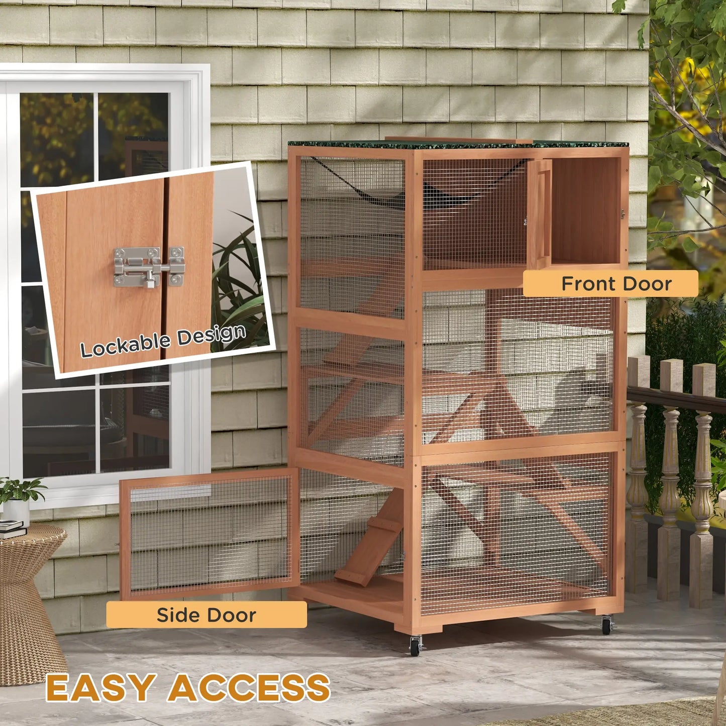 34" L Catio Outdoor Cat Enclosure, Wheels, Hammock, Platforms, Orange Outdoor Cat Enclosures at Gallery Canada