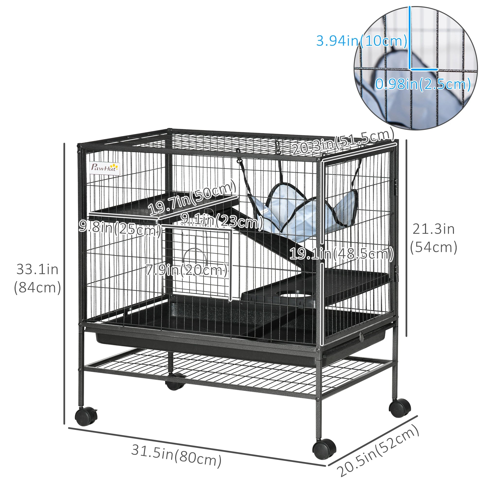 Small Animal Cage, 3-Tier Ferret Cage with Hammock, Removable Tray Houses & Habitats at Gallery Canada