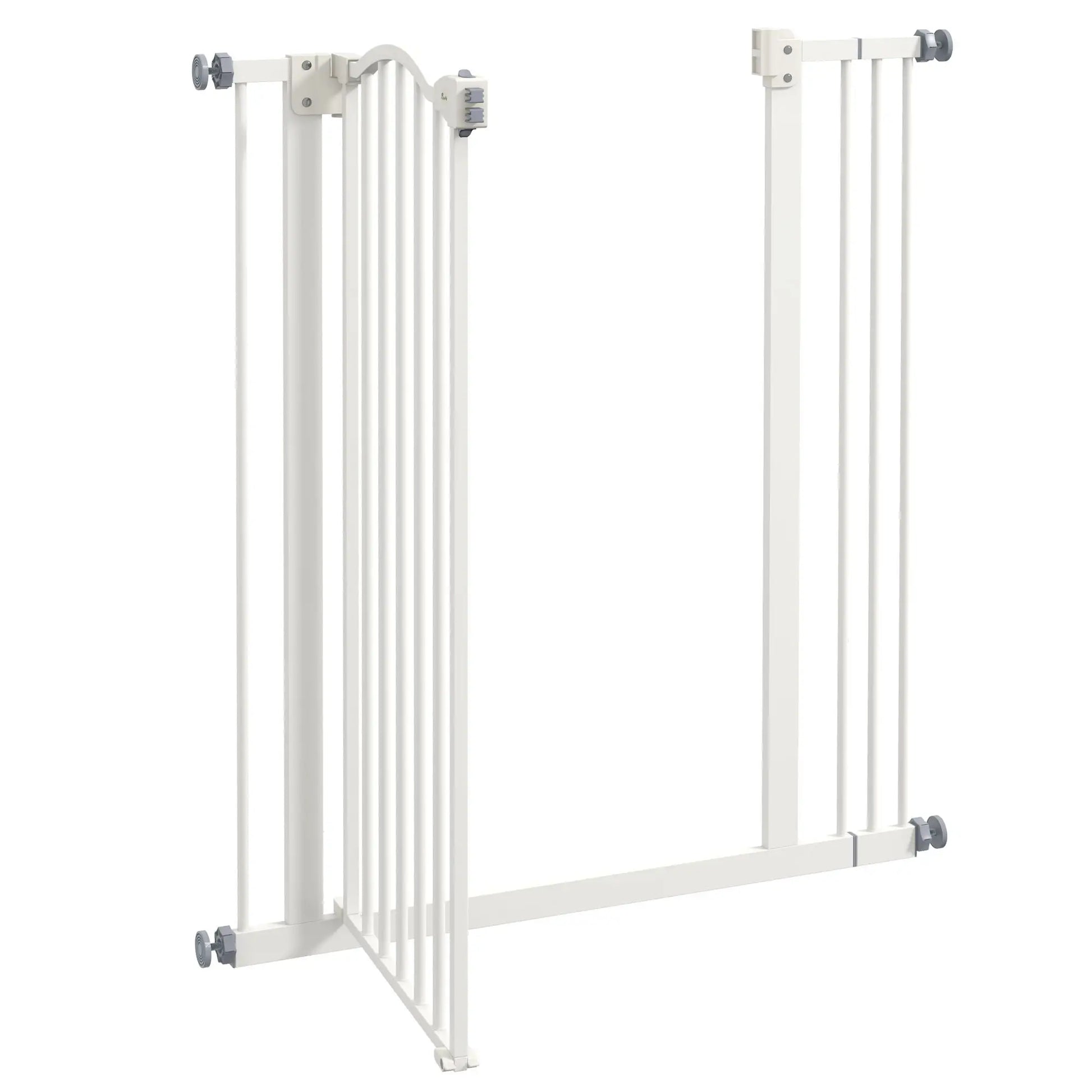Extra Tall Dog Gate with Door, Pressure Fit, Auto Close, 29"-34", White Houses, Kennels & Pens at Gallery Canada
