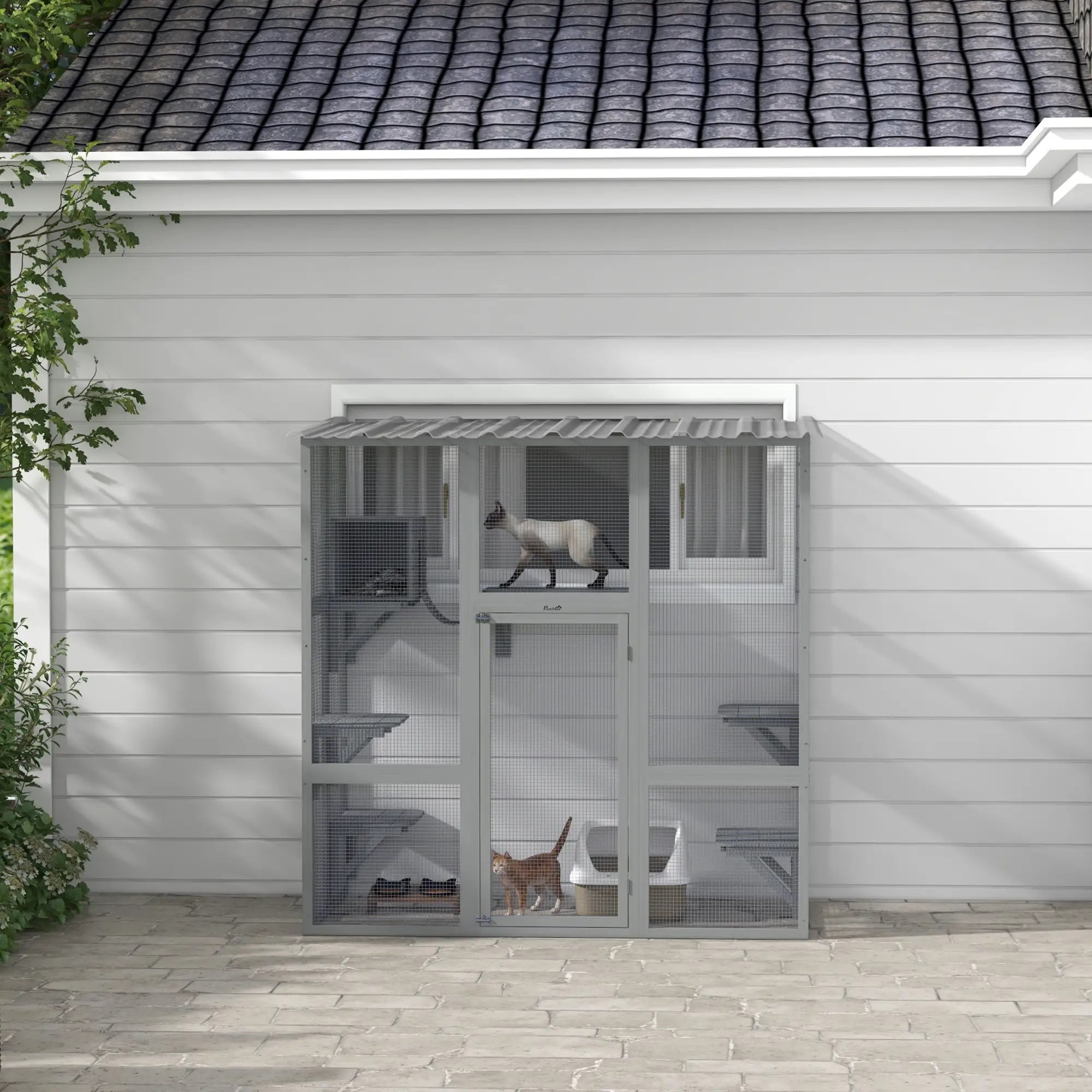 Outdoor Cat Enclosure, Window Box, Weatherproof Roof, Grey Outdoor Cat Enclosures at Gallery Canada