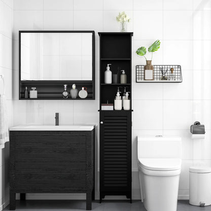 Tall Bathroom Storage Cabinet, 3-Tier Adjustable Shelf, Black Bathroom Cabinets at Gallery Canada