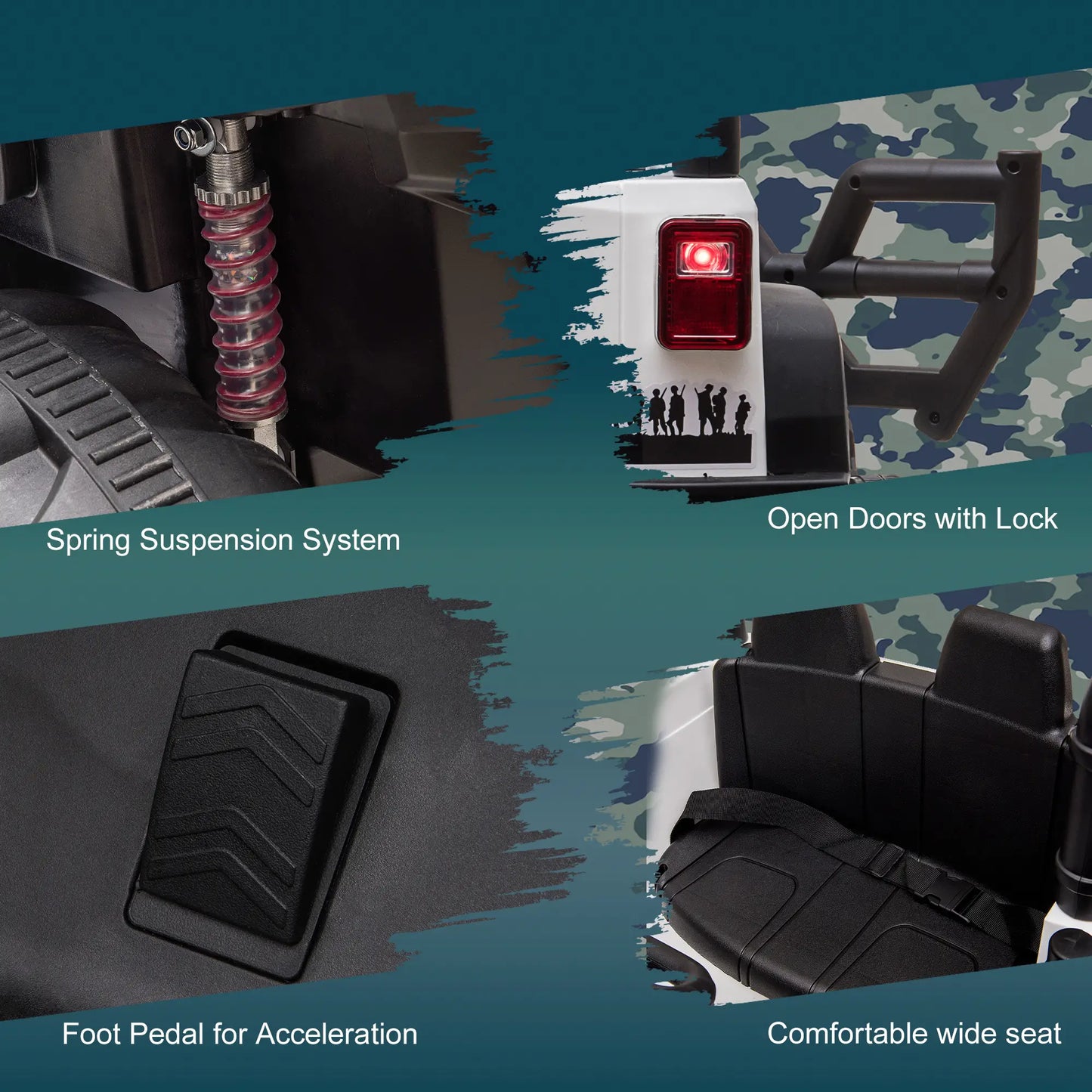 12V Kids Jeep Ride On Police Car, Parental Remote, Camouflage Electric Toy Cars at Gallery Canada