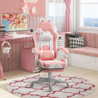 Racing Gamer Chair, Faux Leather with Footrest, Headrest, Lumbar Support, Pink Video Game Chairs at Gallery Canada