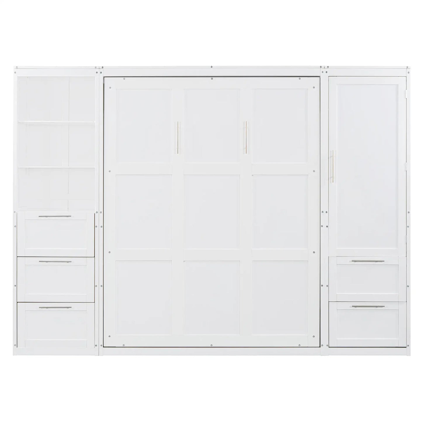 Murphy Bed with Storage, Space-Saving Wall Bed, 120" L x 20" W x 88.5" H, White Bed Frames at Gallery Canada
