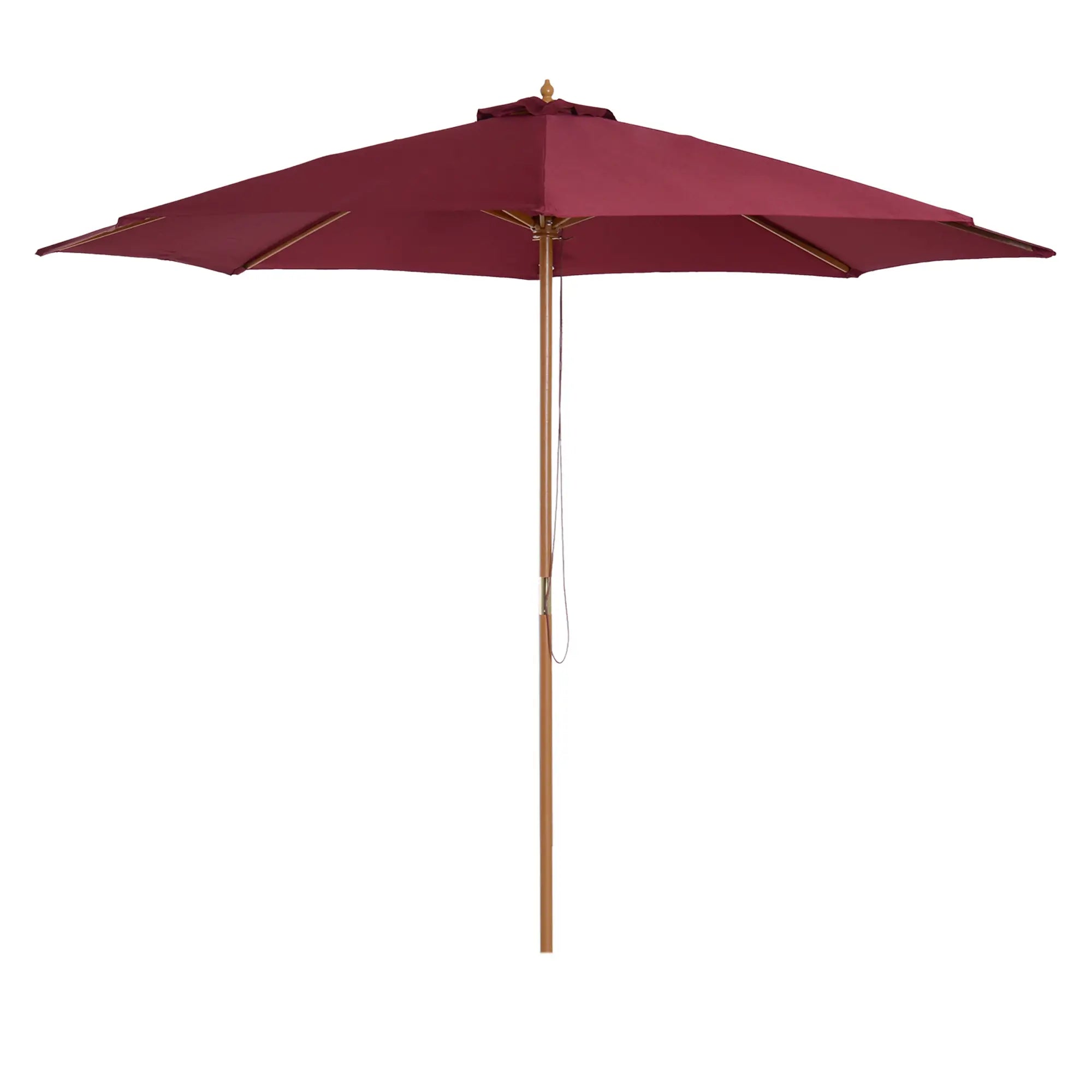 10' x 8' Bamboo Round Patio Umbrella, Wine Red Sun Umbrellas at Gallery Canada