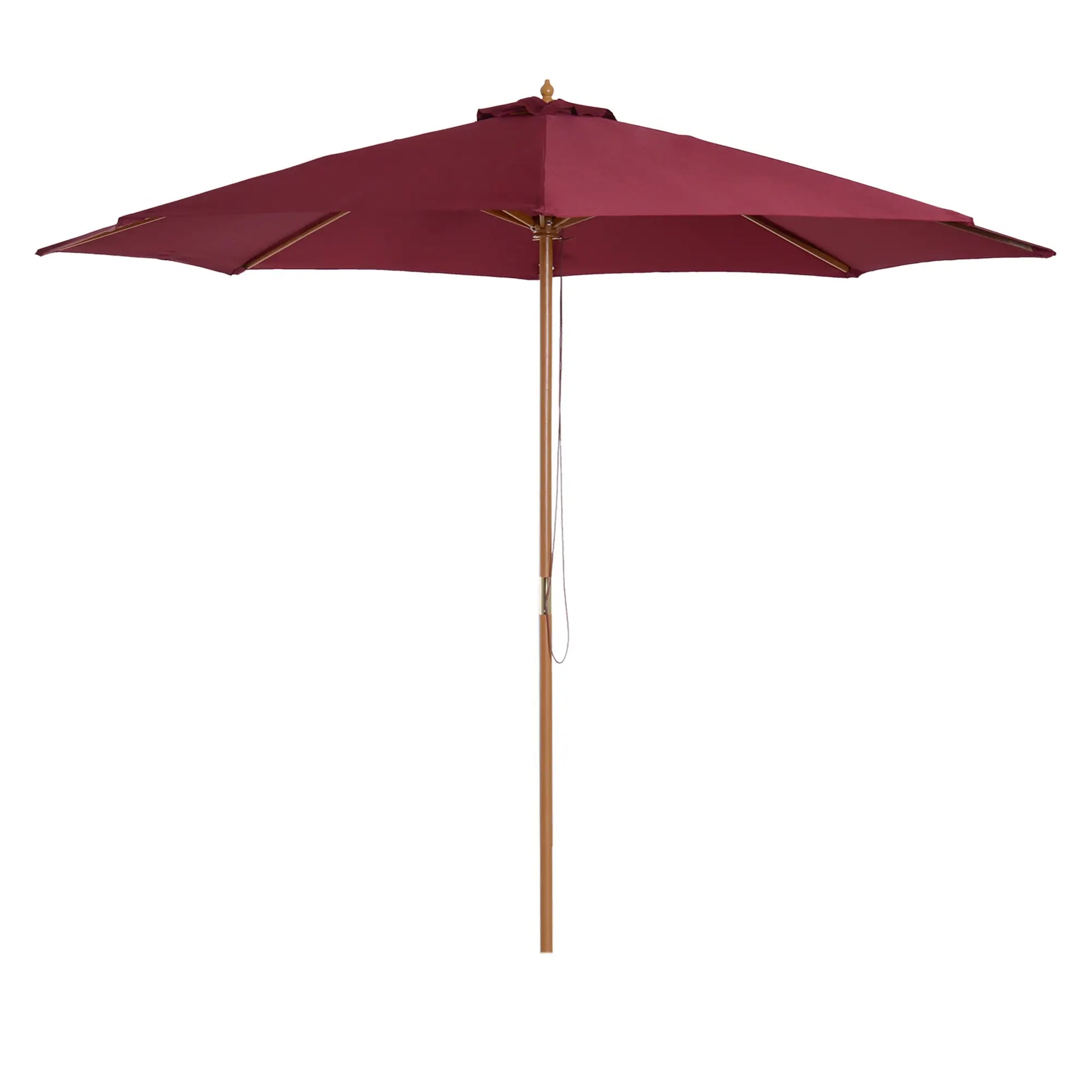 10' x 8' Bamboo Round Patio Umbrella, Wine Red Sun Umbrellas at Gallery Canada