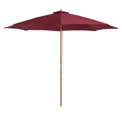 10' x 8' Bamboo Round Patio Umbrella, Wine Red Sun Umbrellas at Gallery Canada