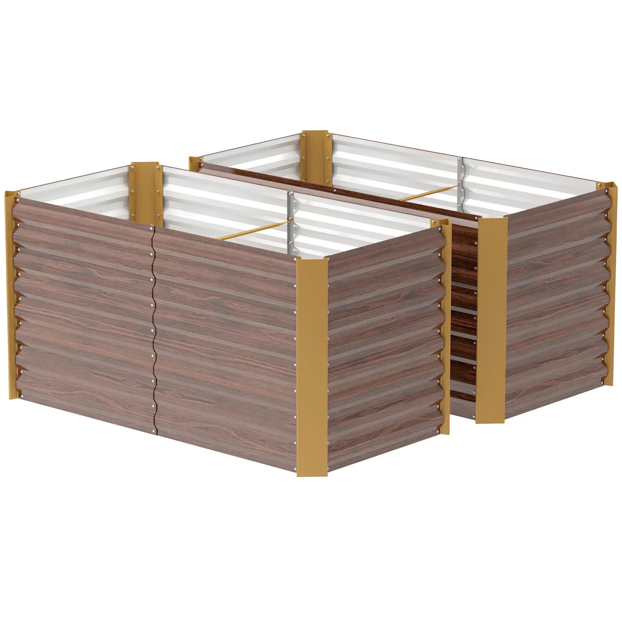 Set of 2 Galvanized Metal Planters, 4' x 2' x 2', Distressed Dark Brown, Dark Brown Raised Garden Beds Distressed Dark Brown at Gallery Canada