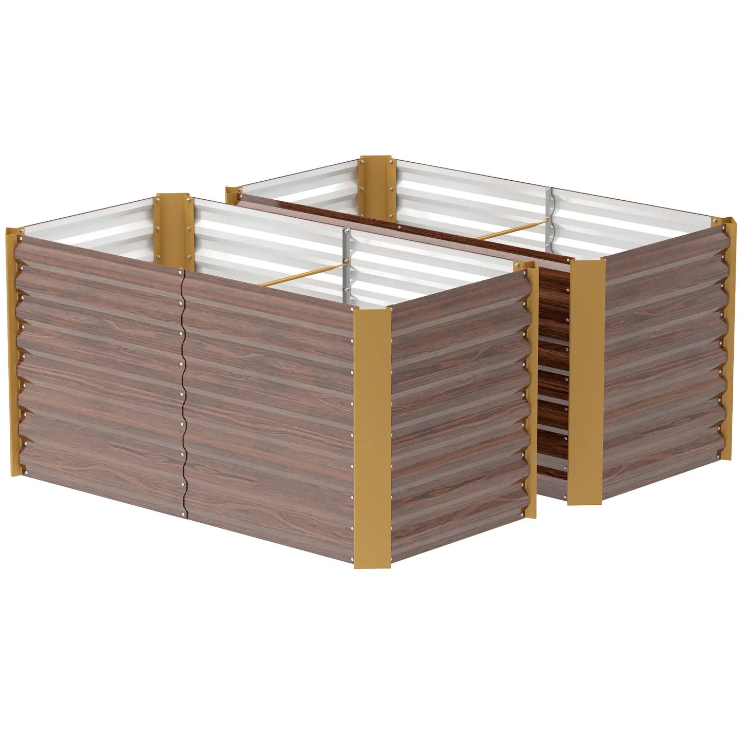 Set of 2 Galvanized Metal Planters, 4' x 2' x 2', Distressed Dark Brown, Dark Brown Raised Garden Beds Distressed Dark Brown at Gallery Canada