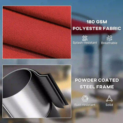 9.7ft Offset Patio Umbrella, Crank Handle, 8 Ribs, Cross Base, Wine Red Offset Cantilever Umbrellas at Gallery Canada
