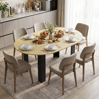 Extendable Round to Oval Dining Table, Oak Black, Black Dining Tables at Gallery Canada