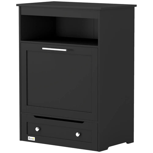 Pet Feeder Station, Dog Food Storage Cabinet with Bowls, Black