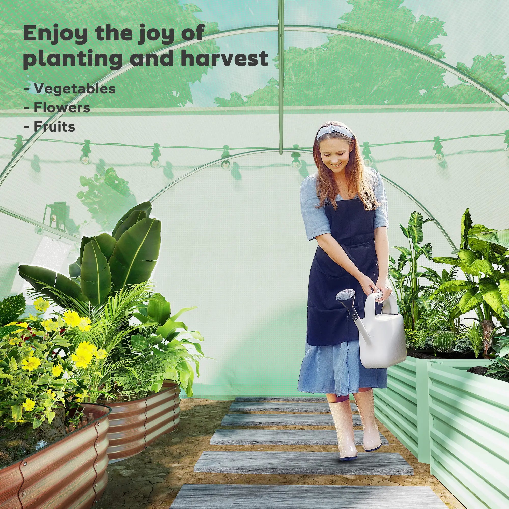 Walk-In Tunnel Greenhouse, 10' x 10' x 7', 4 Windows, Zipper Door, Green Walk In Greenhouses at Gallery Canada