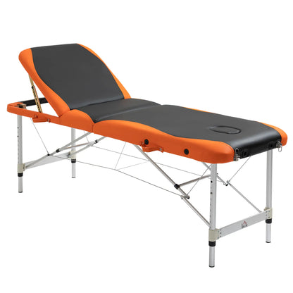 85 Foldable Massage Table, 3 Section, Salon SPA Facial Couch Bed, Black/Orange Portable Massage Tables at Gallery Canada