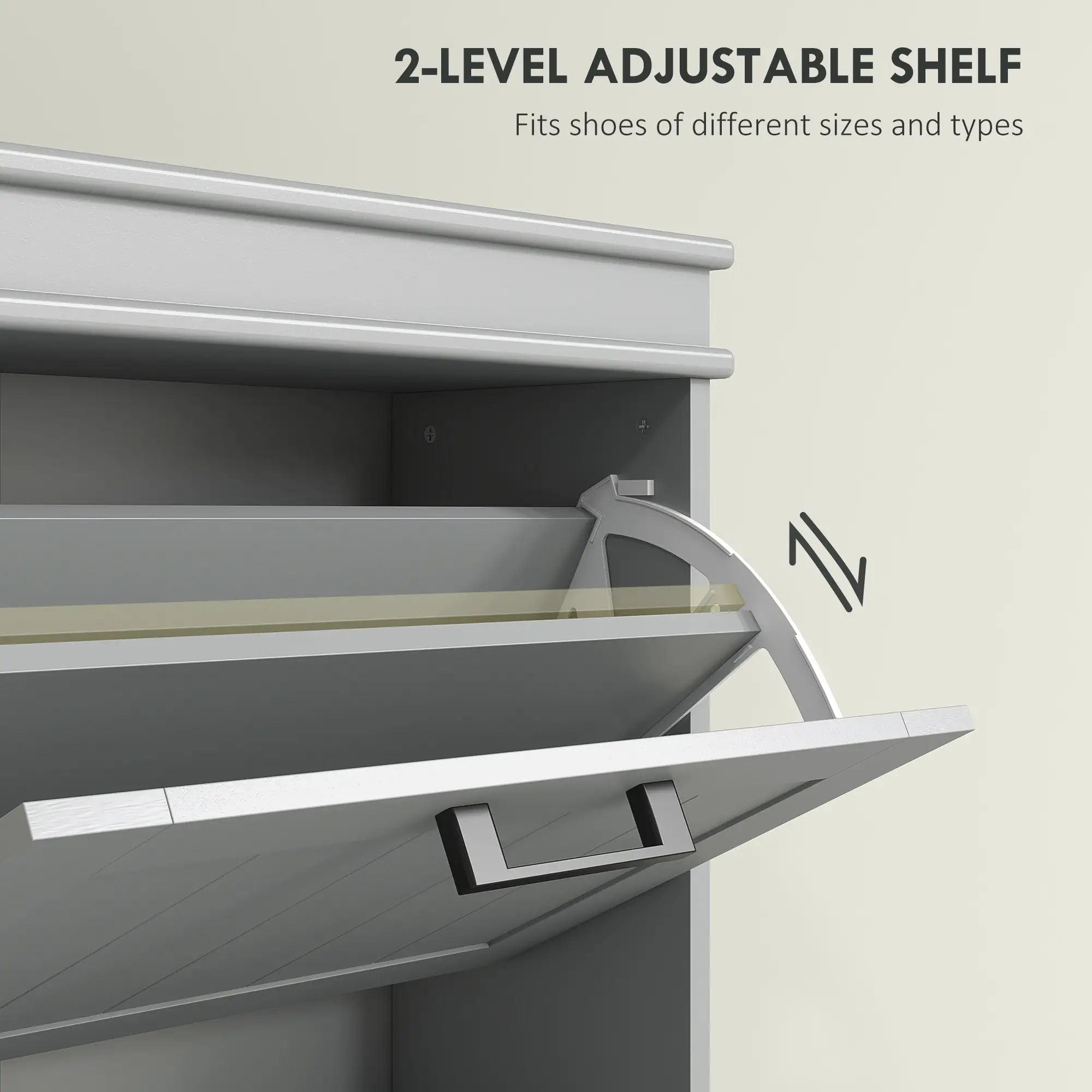 Slim Shoe Cabinet with 3 Flip Drawers and Adjustable Shelves, Narrow Shoe Cabinet for 15 Pairs of Shoes, Grey Shoe Storage Cabinets & Racks at Gallery Canada