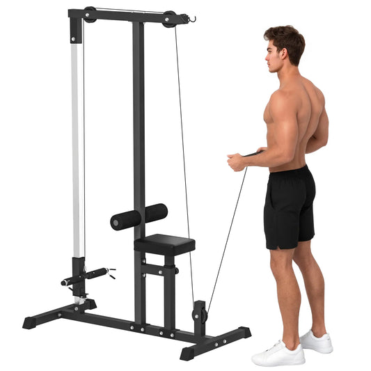 Lat Pull Down Machine, High Low Pulley Station, Adjustable Seat, Home Gym Power Towers Black at Gallery Canada